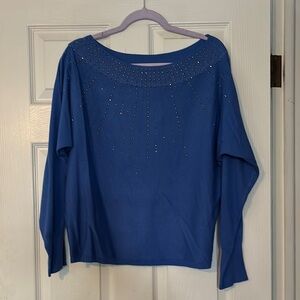 Blue Embellished sweater with Long Sleeves